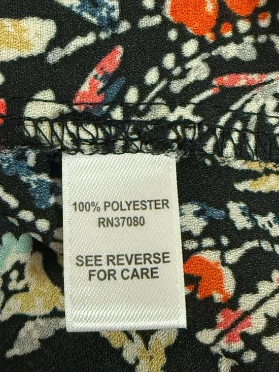 Est. 1946 Paisley Floral Blouse Black Red Keyhole Neck Boho Chic Lightweight Top - Picture 9 of 11